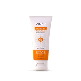 "Vincé Sun Block SPF 50".